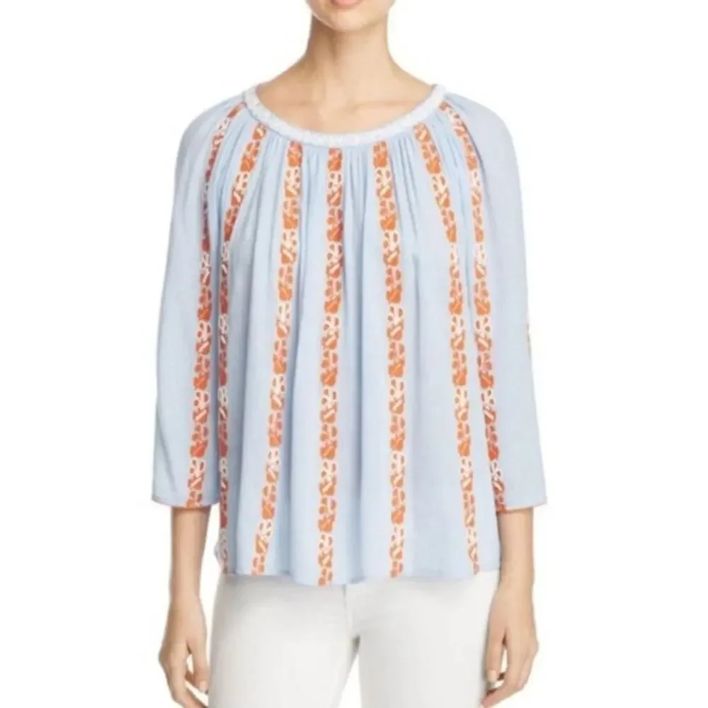 NEW Tory Burch Alexandria Beaded Peasant Top Size 8